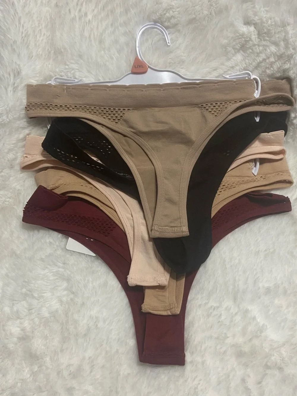 Women’s Seamless Thong Pack - Burgundy, Black, Nude, Tan